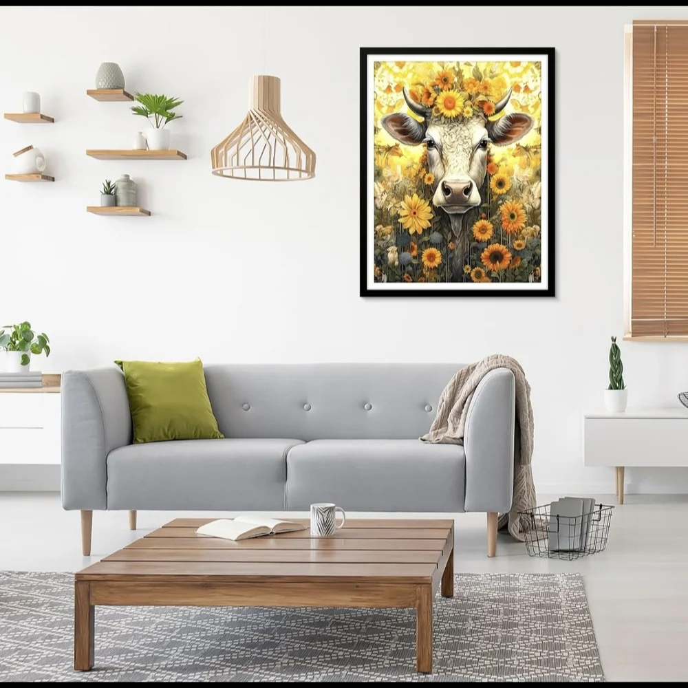 Yellow Sunflower Bull 5D Diamond Painting Kit New - Picture 2 of 7